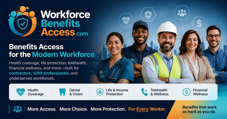 Workforce Benefits Access — benefits access for the modern workforce, including health coverage, dental and vision, life and income protection, telehealth, wellness, and financial wellness.